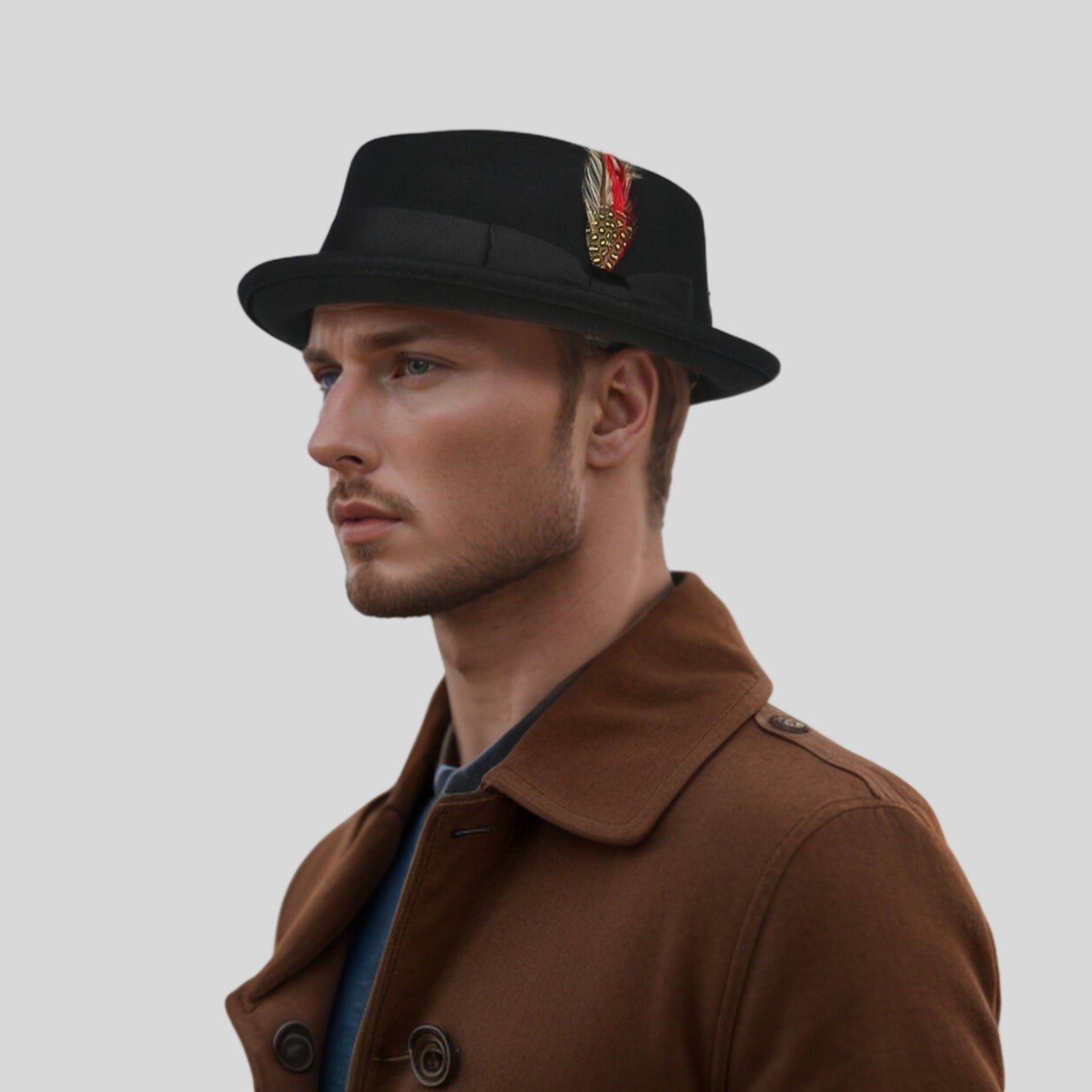 Unisex Wool Felt Pork Pie Hat Crush-able Water-Resistant - hatsXcaps