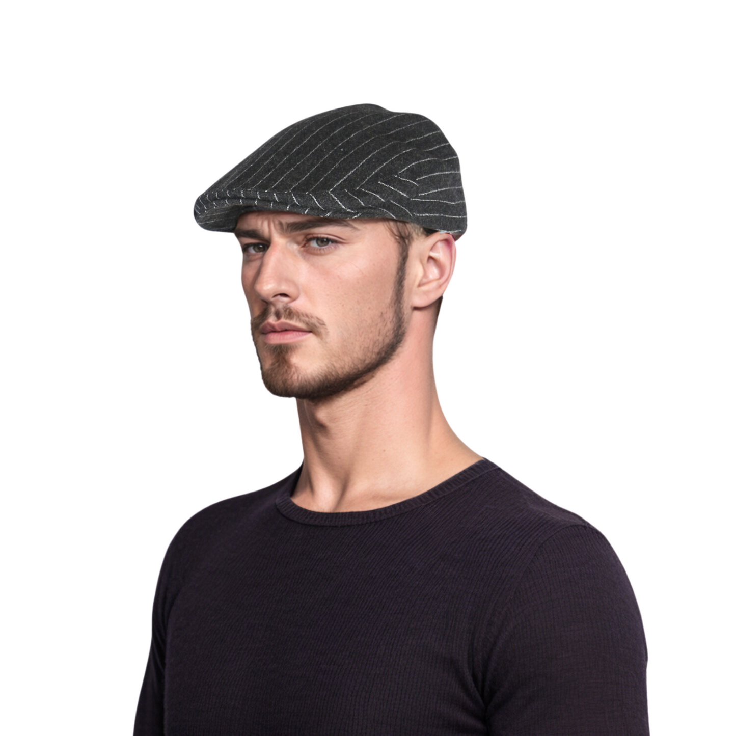 Classic Cabbie Unisex Black Pinstripe Flat Cap - hatsXcaps