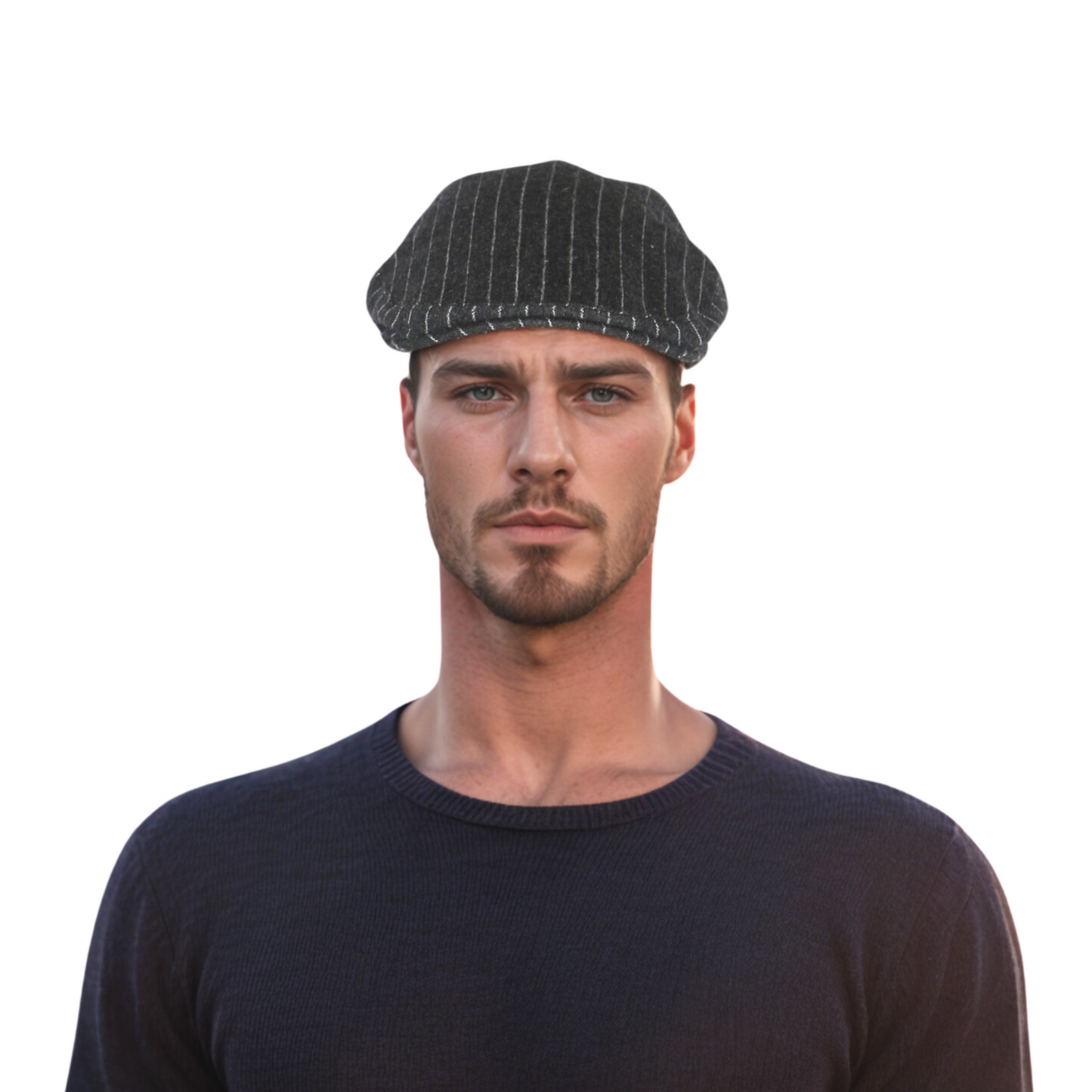 Classic Cabbie Unisex Black Pinstripe Flat Cap - hatsXcaps