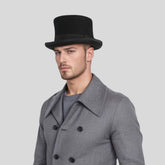 Victorian Style Wool Felt Crushable Top Hat for Men & Women - hatsXcaps
