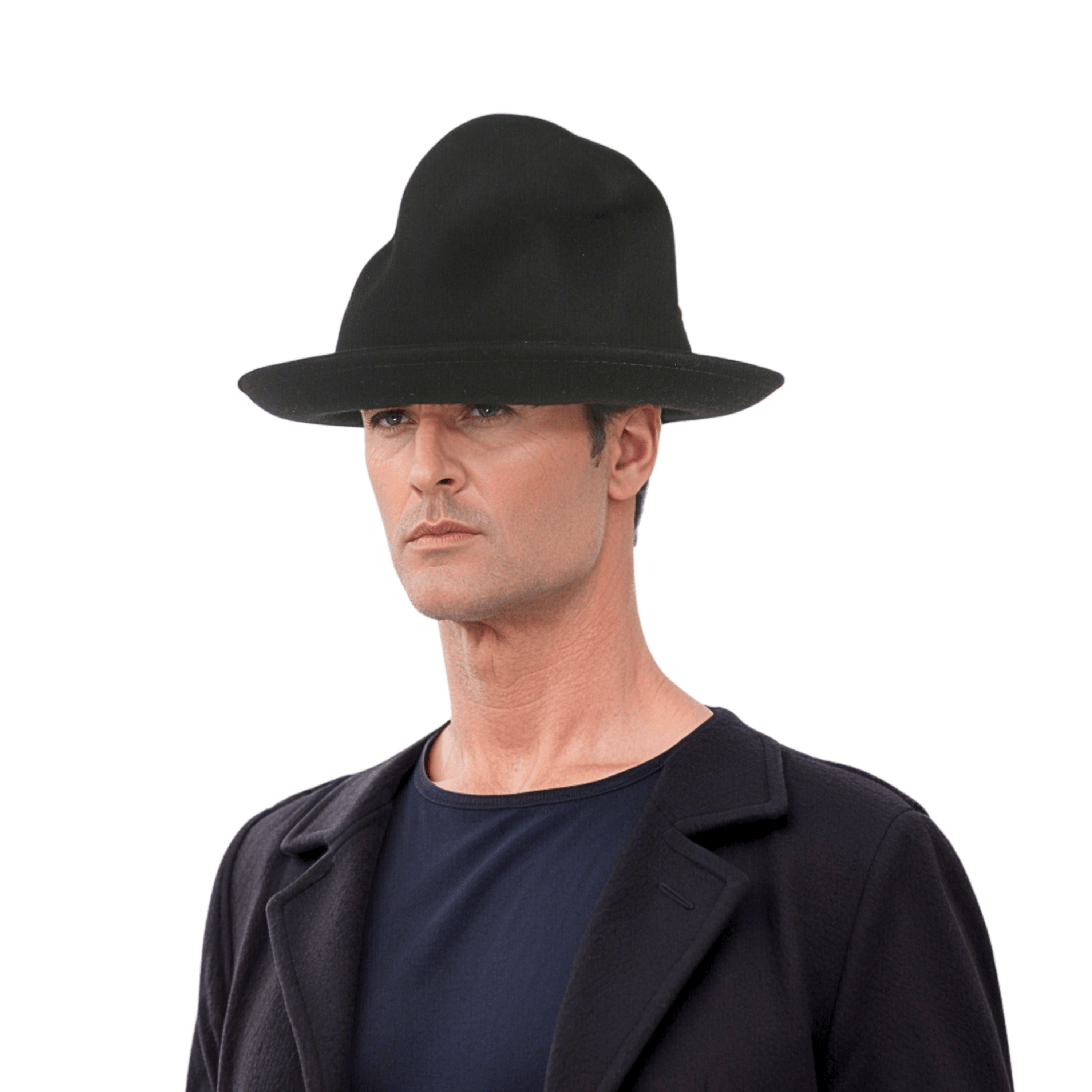 Oversized Mountain Black Wool Felt Top Hat - hatsXcaps