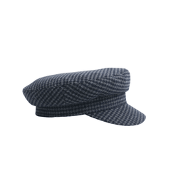 Womens Wool Fiddler Cap with Houndstooth Pattern - hatsXcaps