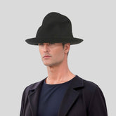 Oversized Mountain Black Wool Felt Top Hat - hatsXcaps