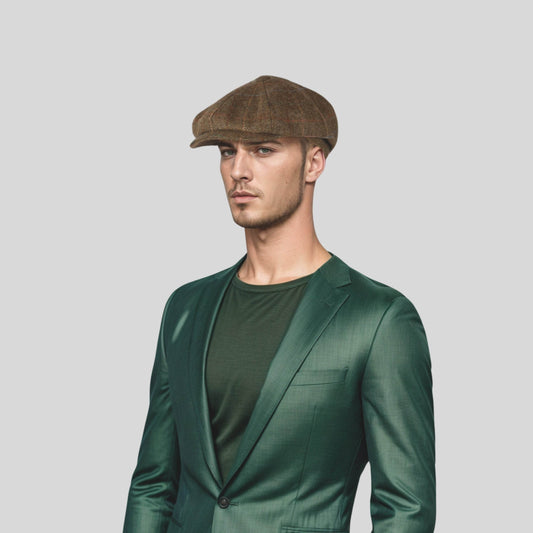 Green 8 Panel Unisex Newsboy Cap - hatsXcaps