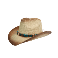 Straw Cowboy Hat for Women & Men Summer Hat with Turquoise - hatsXcaps