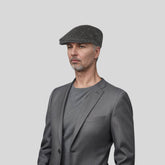 Unisex Flat Cap Pure Wool Herringbone Tweed Newsboy - hatsXcaps