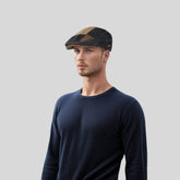 Luxurious Sophisticated Unisex Flat Cap Navy Beige Tartan - hatsXcaps