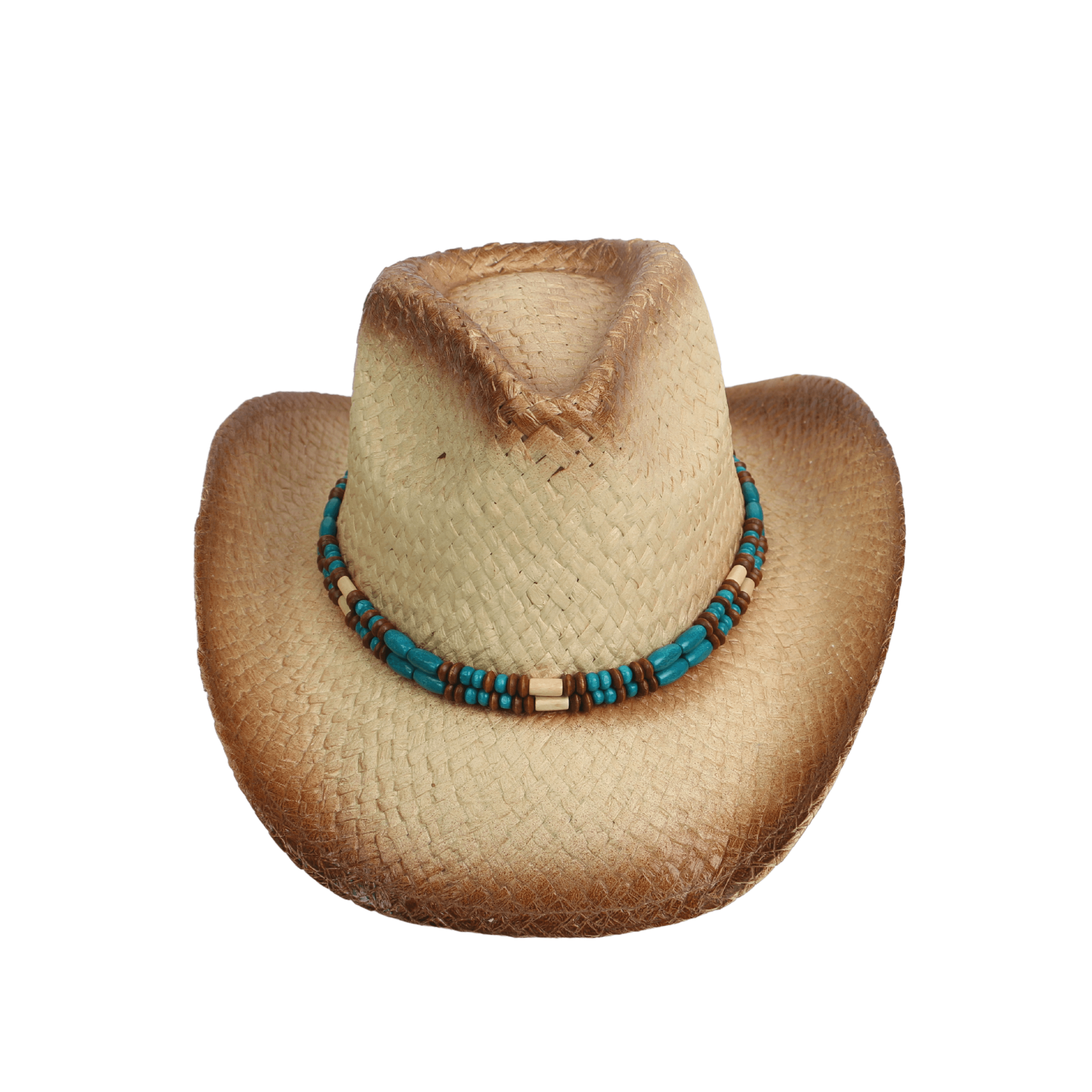 Straw Cowboy Hat for Women & Men Summer Hat with Turquoise - hatsXcaps
