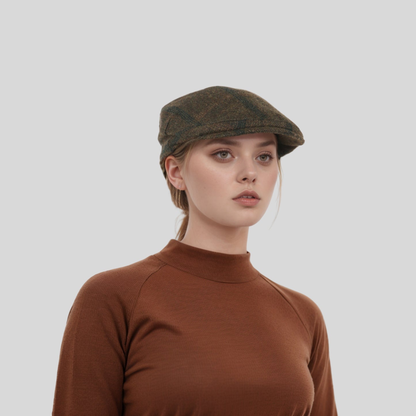 Unisex Tweed Flat Cap Traditional Wool Herringbone - hatsXcaps