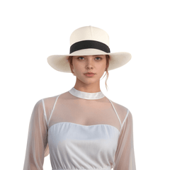 White Ecuadorian Natural Straw Paja Toquilla Panama Hat - hatsXcaps