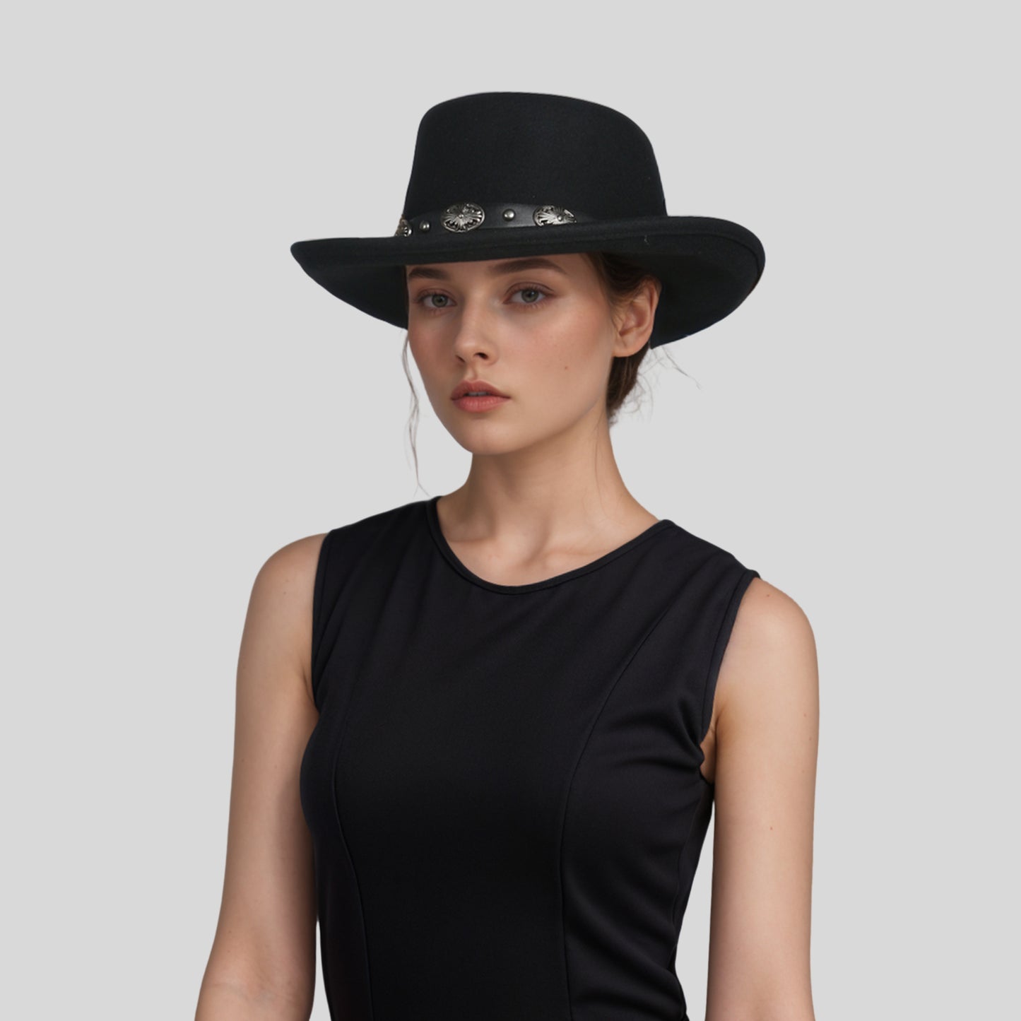 Wool Felt Gambler Hat, Wide Brim Cowboy Hat