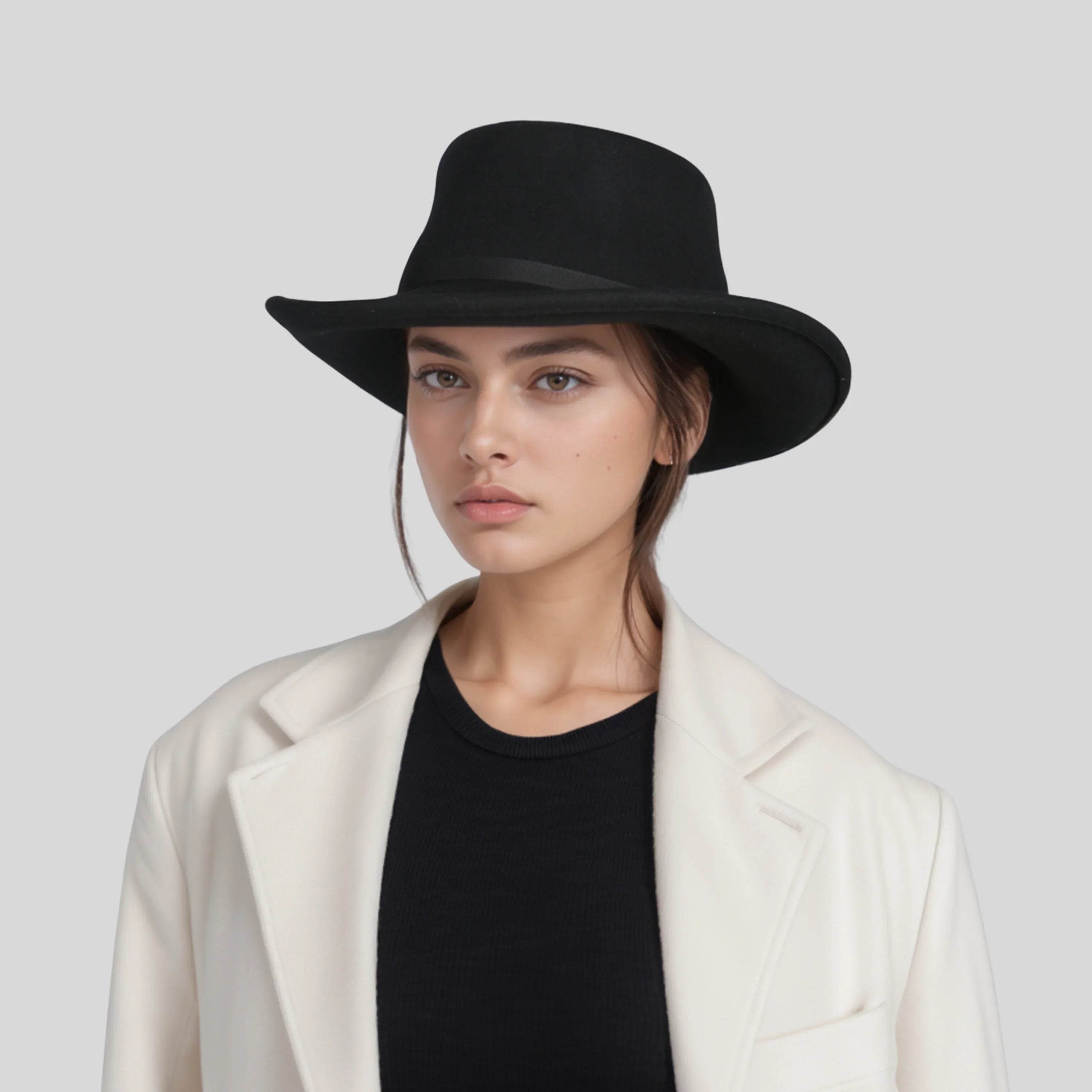 Wool Felt Gambler Hat, Wide Brim Cowboy Hat - hatsXcaps
