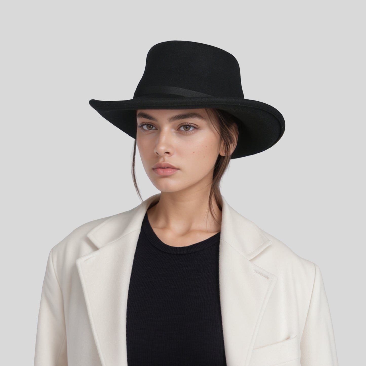 Wool Felt Gambler Hat, Wide Brim Cowboy Hat