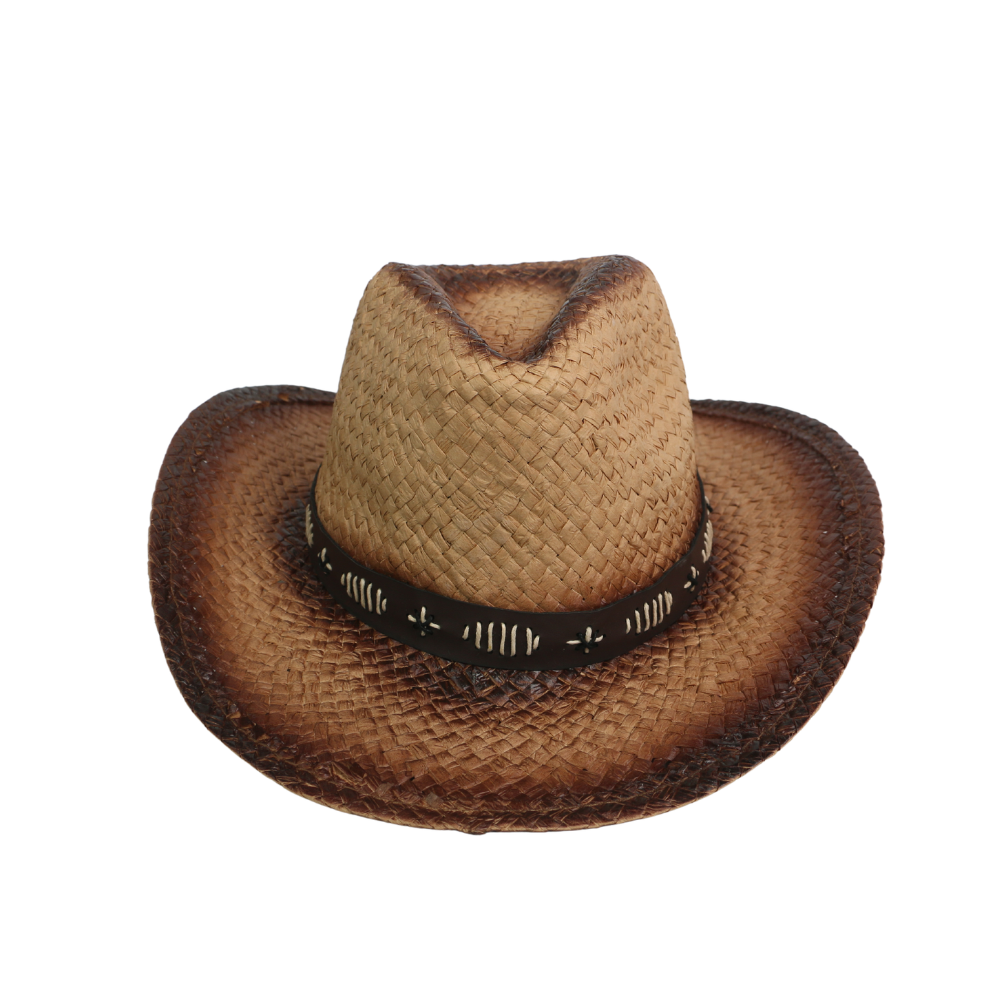 Straw Cowboy Hat for Women & Men with Black Leather Band - hatsXcaps