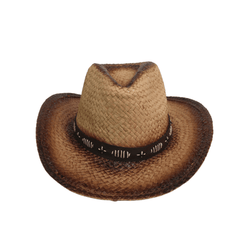 Straw Cowboy Hat for Women & Men with Black Leather Band - hatsXcaps