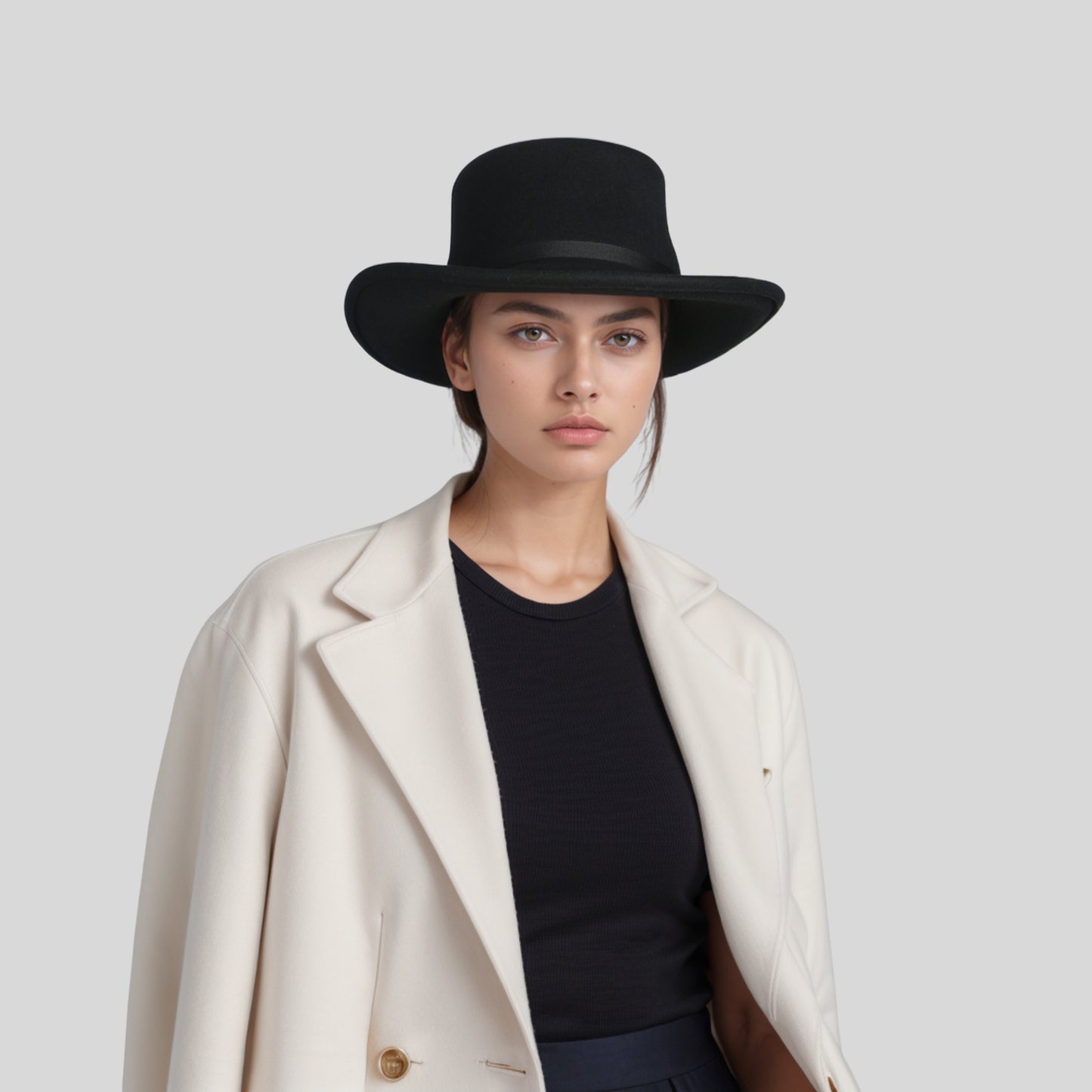 Wool Felt Gambler Hat, Wide Brim Cowboy Hat