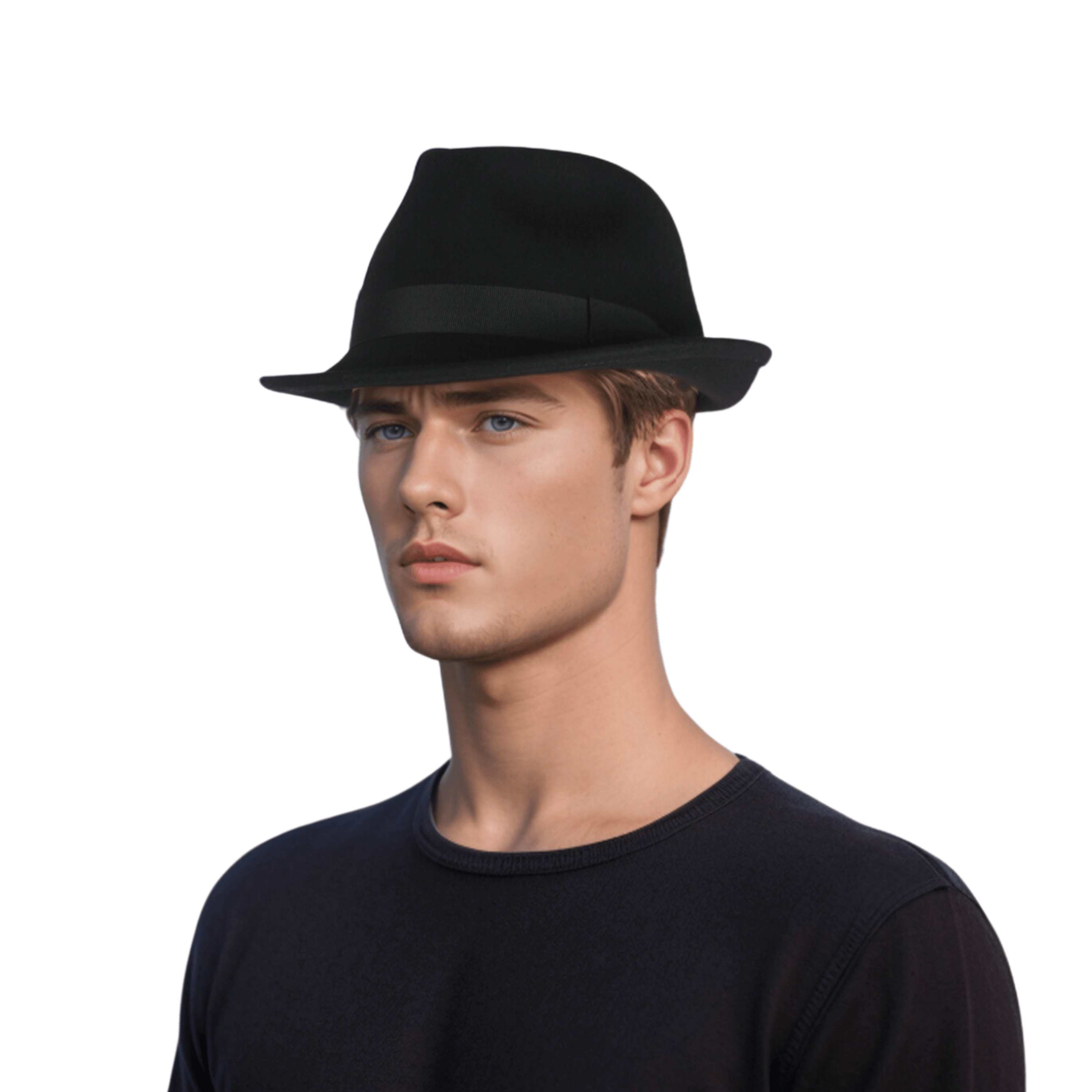 Teardrop Crown Trilby Short Brim Fedora Hat - hatsXcaps