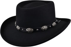 hatsXcaps Wool Gambler Cowboy Hat for Men & Women | Wide Brim, Crushable Western Hat with Sweatband & Satin Band | Classic Outdoor Sun Protection Hat for Travel, Hiking, and Casual Wear