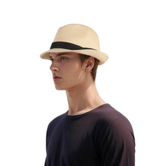 Adjustable Band Unisex Trilby Straw Hat Men - hatsXcaps