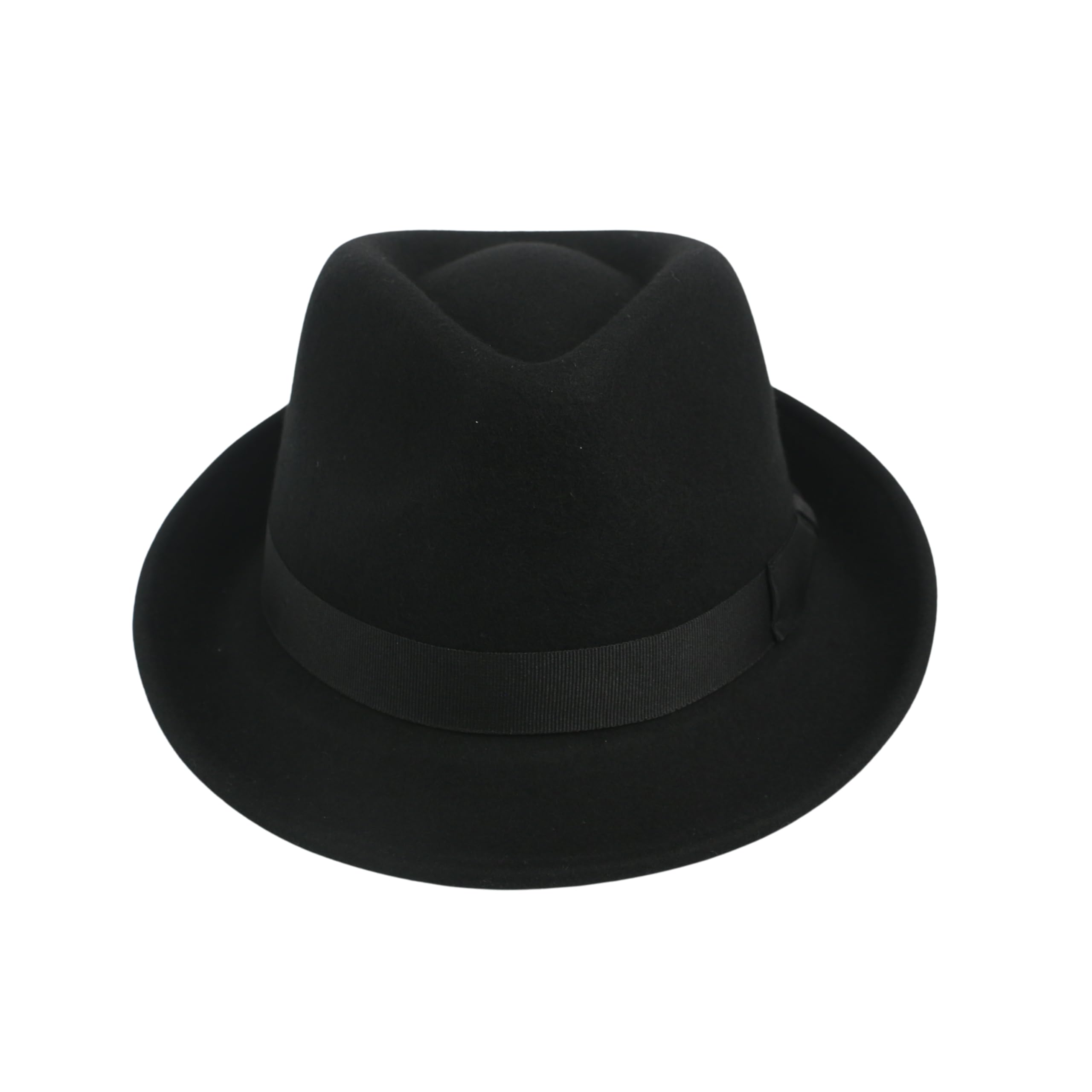 hatsXcaps Classic Wool Trilby Fedora Hat - Unisex Short Brim Teardrop Crown, Packable 90s Style Short Brim Fedora Hat (100% Wool)