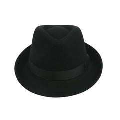 hatsXcaps Classic Wool Trilby Fedora Hat - Unisex Short Brim Teardrop Crown, Packable 90s Style Short Brim Fedora Hat (100% Wool)