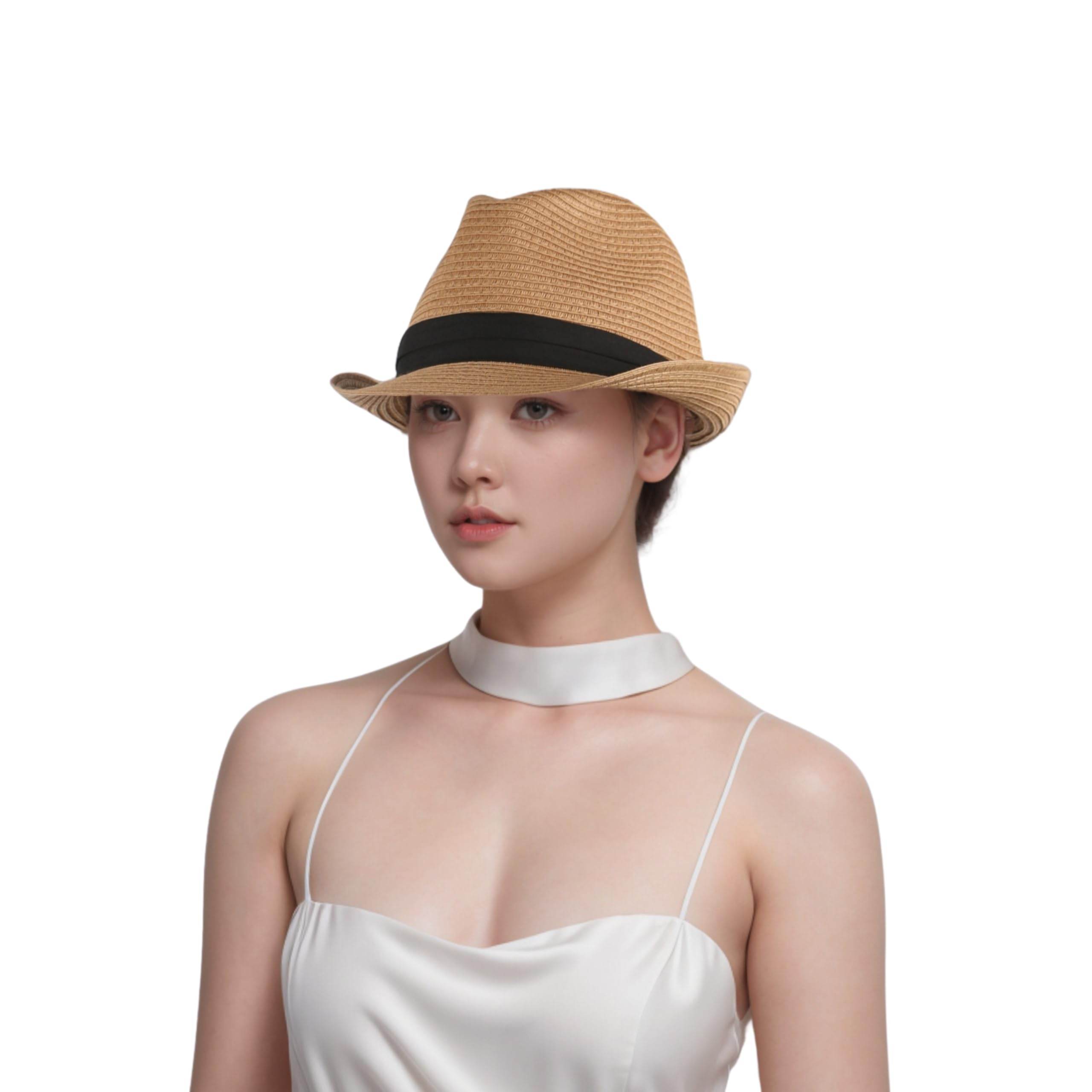 Adjustable Band Unisex Trilby Straw Hat Men - hatsXcaps