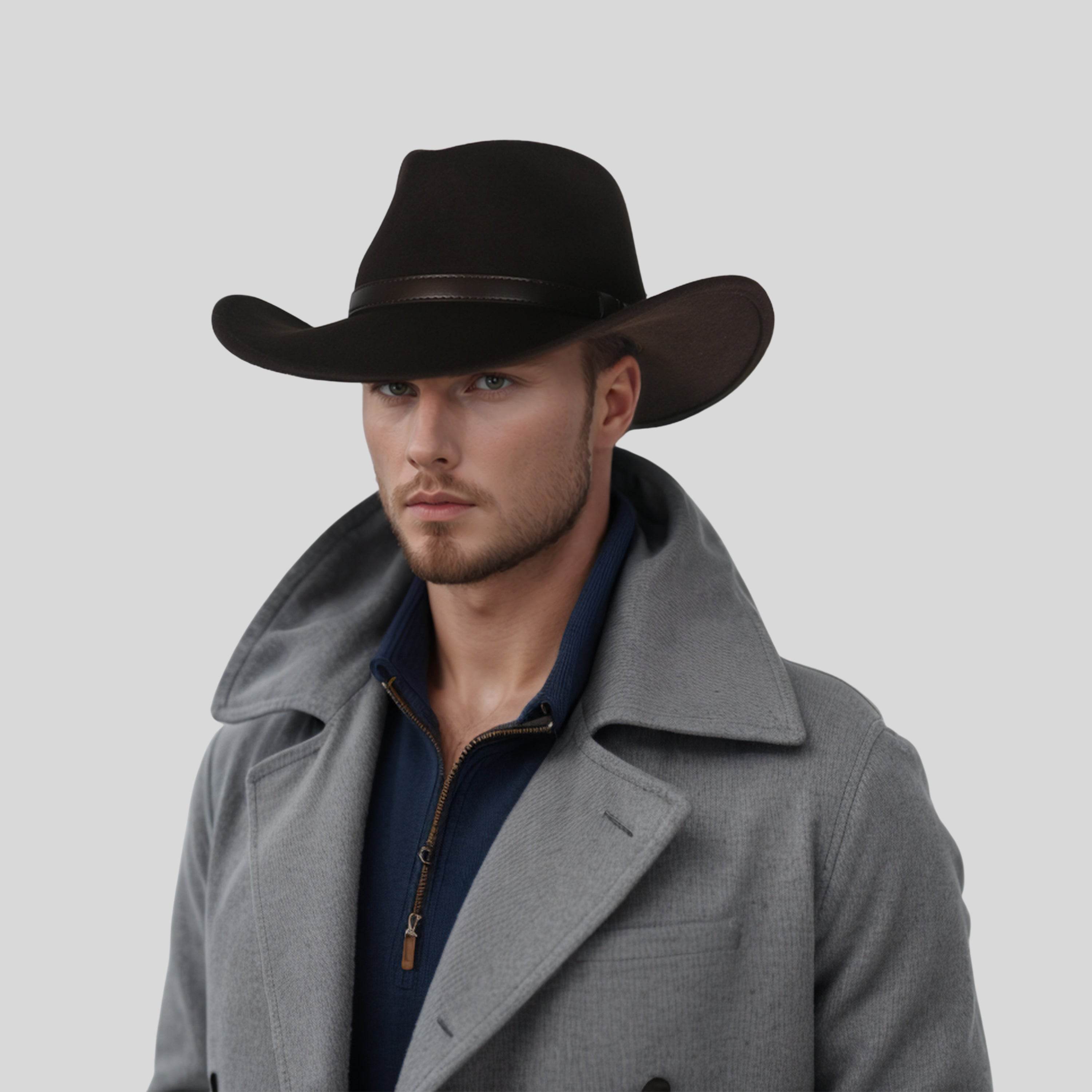100% Pure Wool Cowboy Hats for Men and Women - hatsXcaps