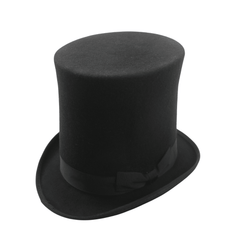 Classic High Crown Wool Felt Tall Top Hats with Removable Feather - hatsXcaps