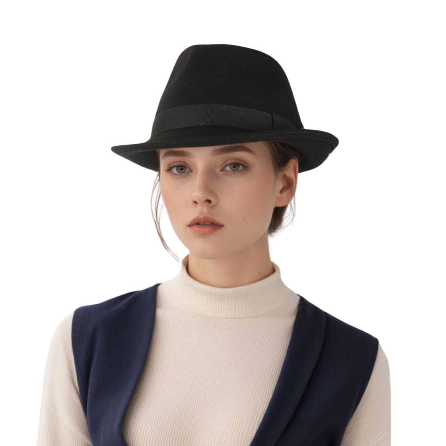 Teardrop Crown Trilby Short Brim Fedora Hat - hatsXcaps