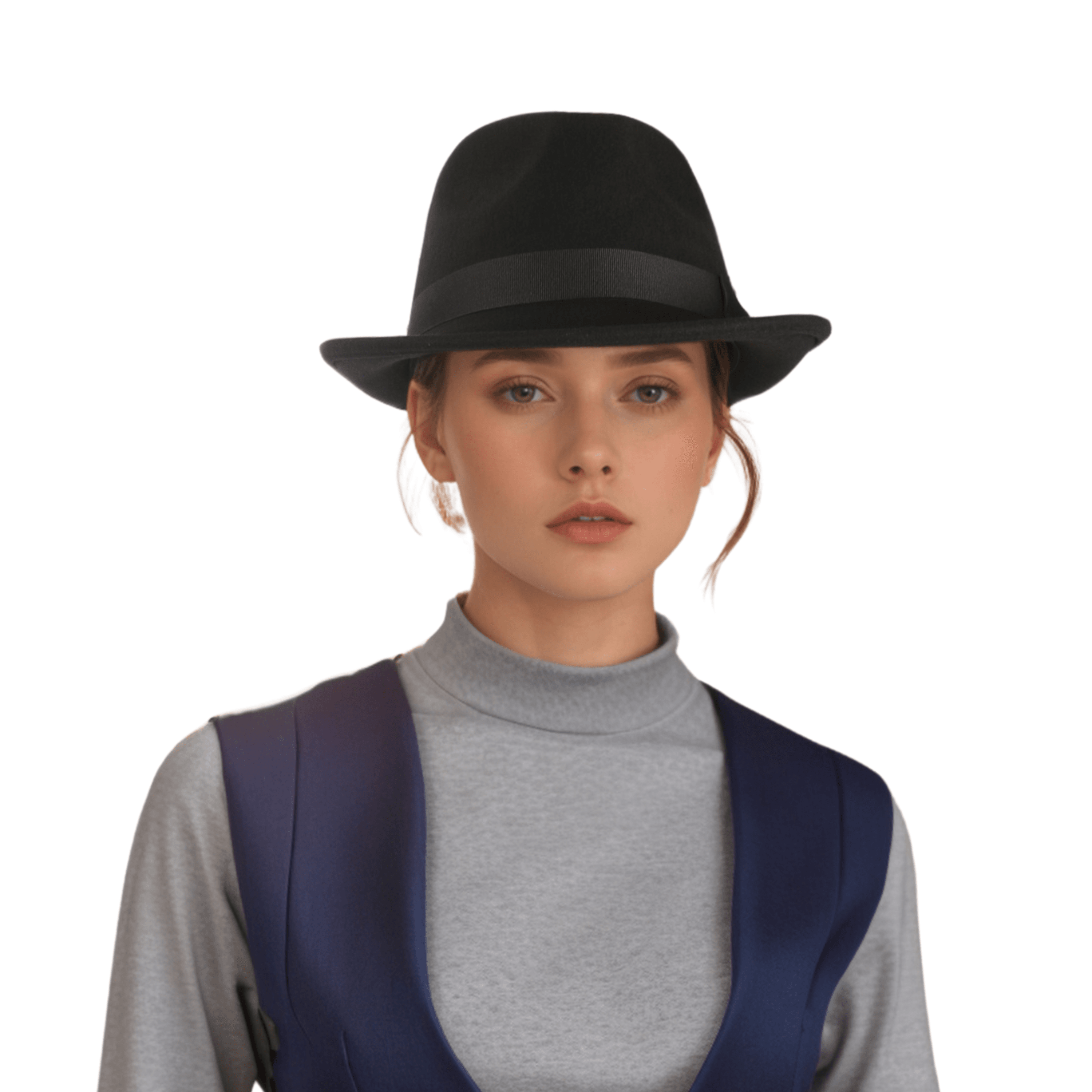 Teardrop Crown Trilby Short Brim Fedora Hat - hatsXcaps