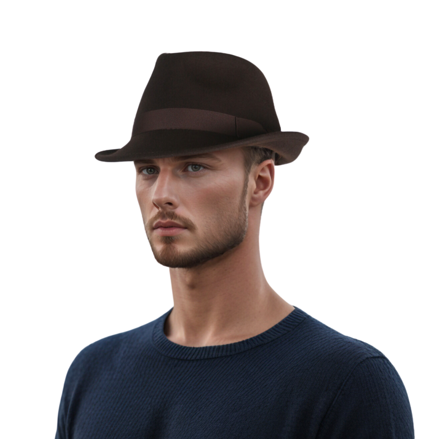 Teardrop Crown Trilby Short Brim Fedora Hat - hatsXcaps