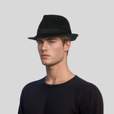 Teardrop Crown Trilby Short Brim Fedora Hat - hatsXcaps