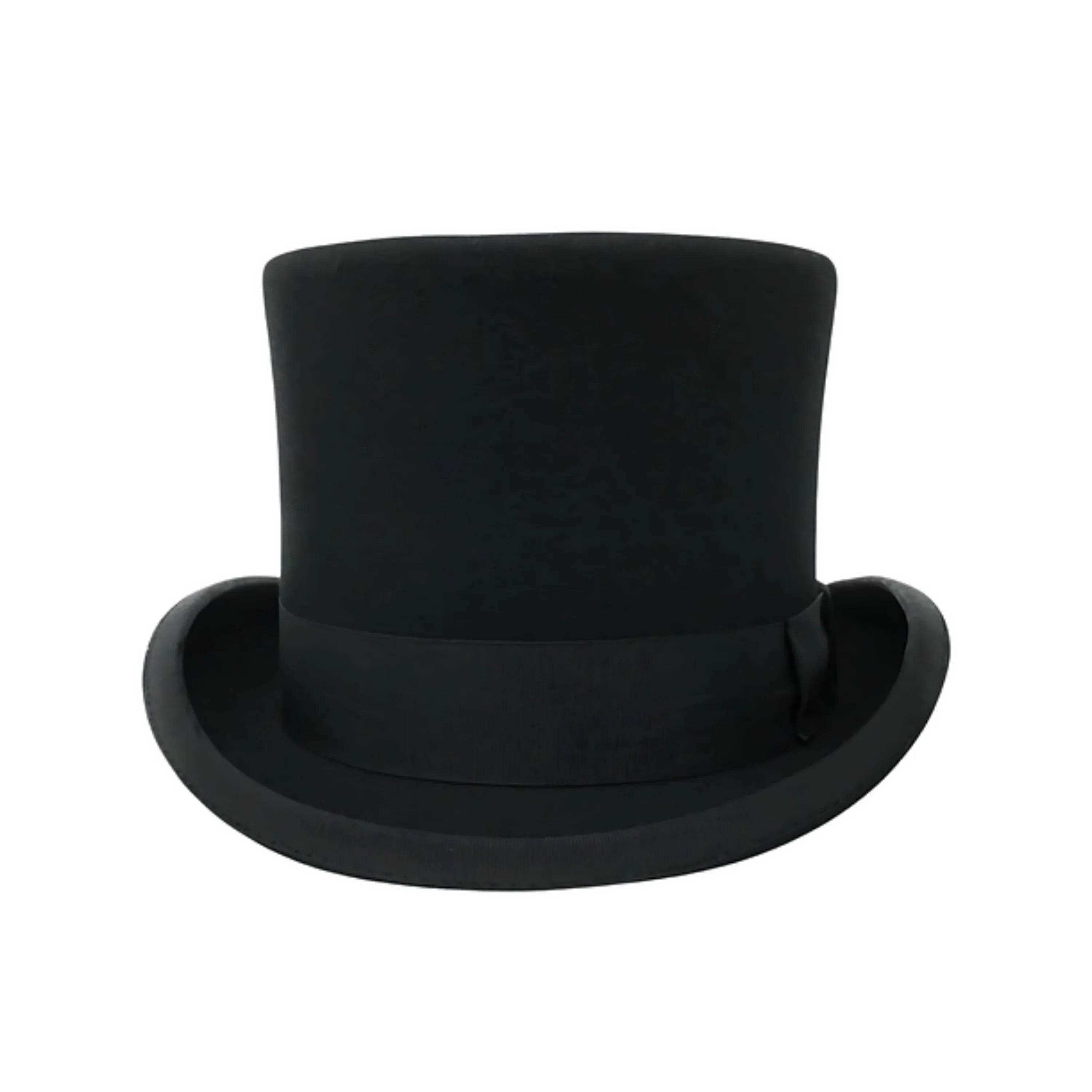 Wool felt Top Hats for Men Removable Feather High Crown - hatsXcaps