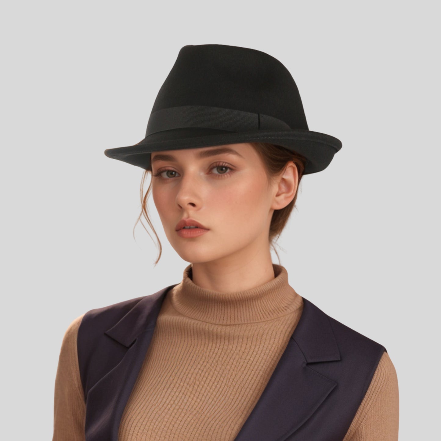 Teardrop Crown Trilby Short Brim Fedora Hat - hatsXcaps