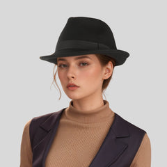 Teardrop Crown Trilby Short Brim Fedora Hat - hatsXcaps