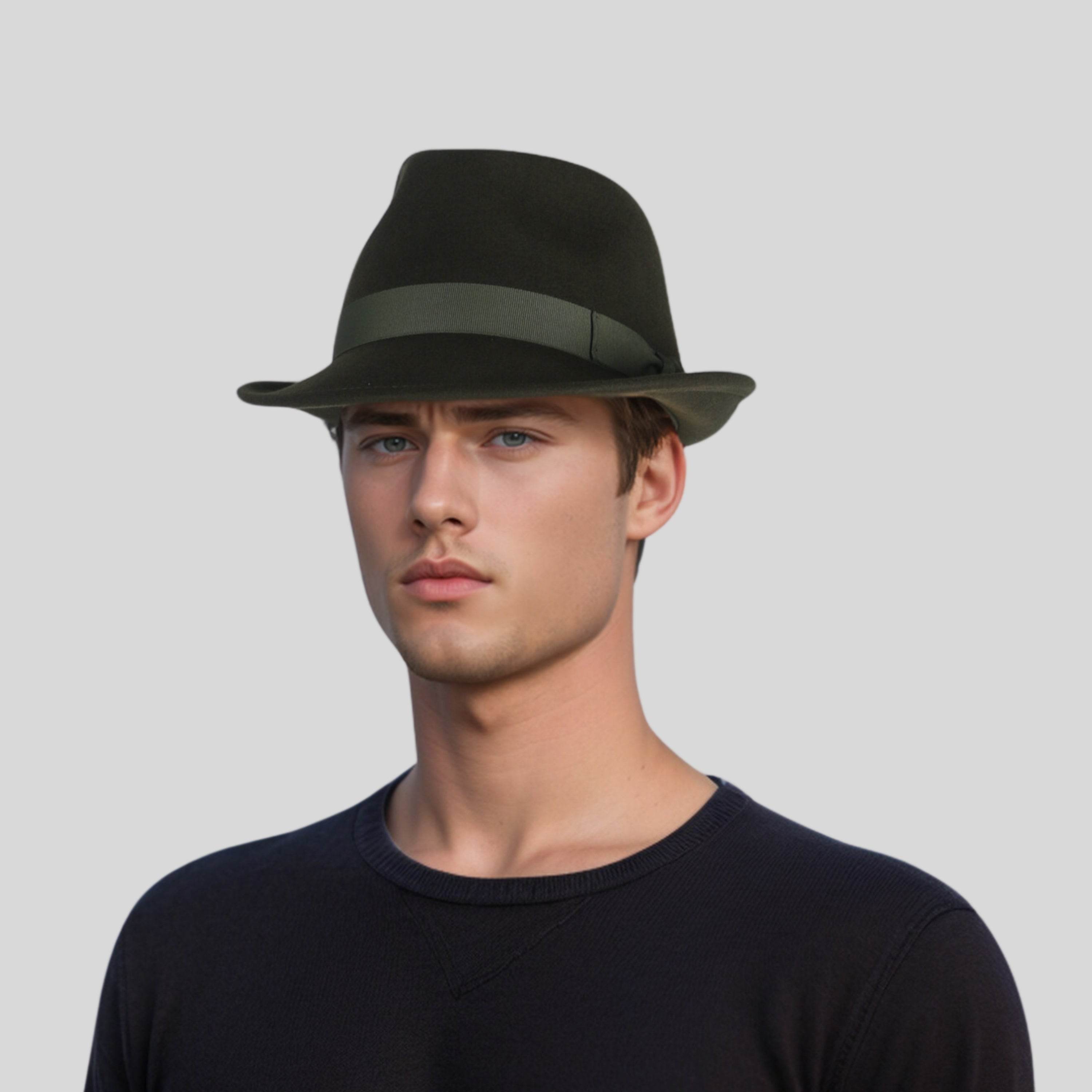 Teardrop Crown Trilby Short Brim Fedora Hat - hatsXcaps
