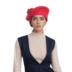 Women's Floral French Beret Hat Classic Vintage beret hat for women - hatsXcaps
