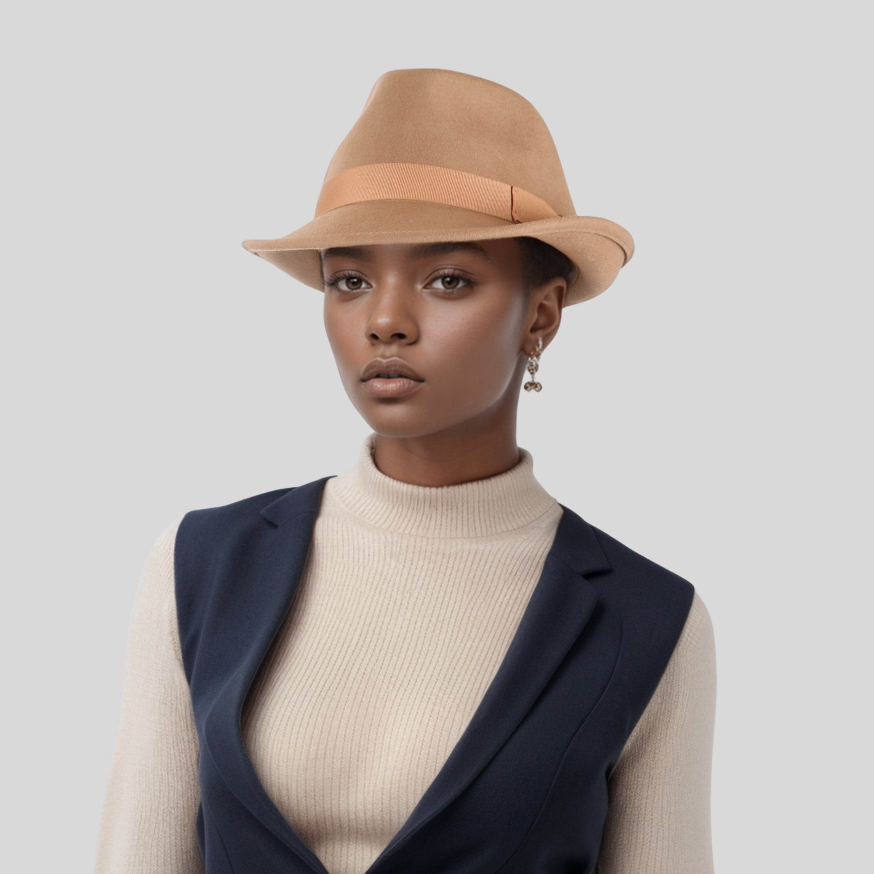 Teardrop Crown Trilby Short Brim Fedora Hat - hatsXcaps