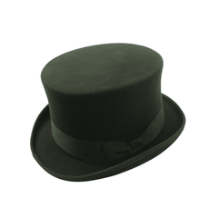 Wool felt Top Hats for Men Removable Feather High Crown - hatsXcaps