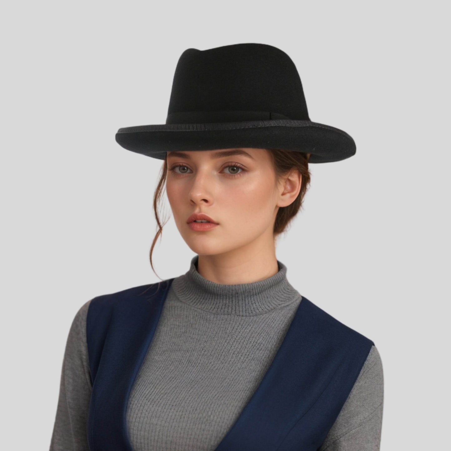 100% Wool Trilby Homburg Hat for Men - hatsXcaps