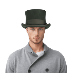 Wool felt Top Hats for Men Removable Feather High Crown - hatsXcaps