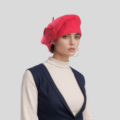 Elegant & Stylish Women's Floral Wool French Beret Hat - hatsXcaps