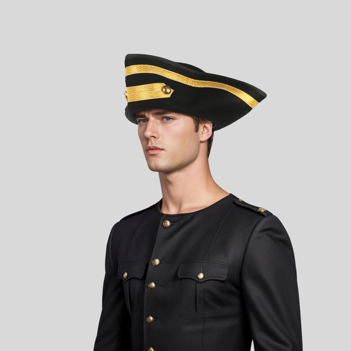 Handmade 100% Wool Felt Military Naval Hat