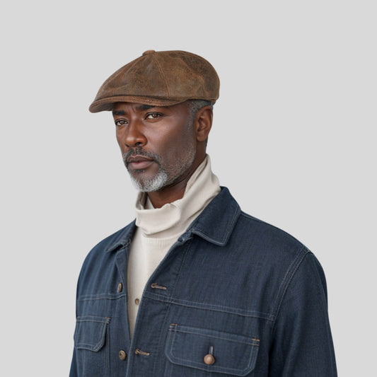 Newsboy Leather Caps for Men and Women - 100% Sheepskin - hatsXcaps