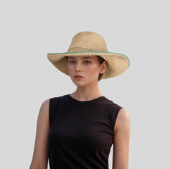 Women Madagascan Raffia Camille Crochet Wide Brim Sun Hat - hatsXcaps
