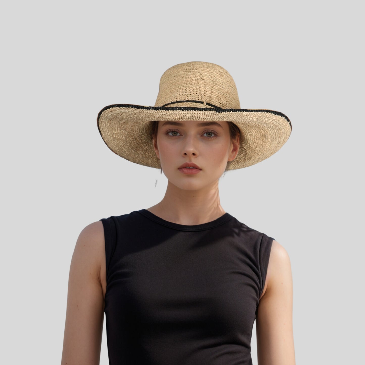 Women Madagascan Raffia Camille Crochet Wide Brim Sun Hat
