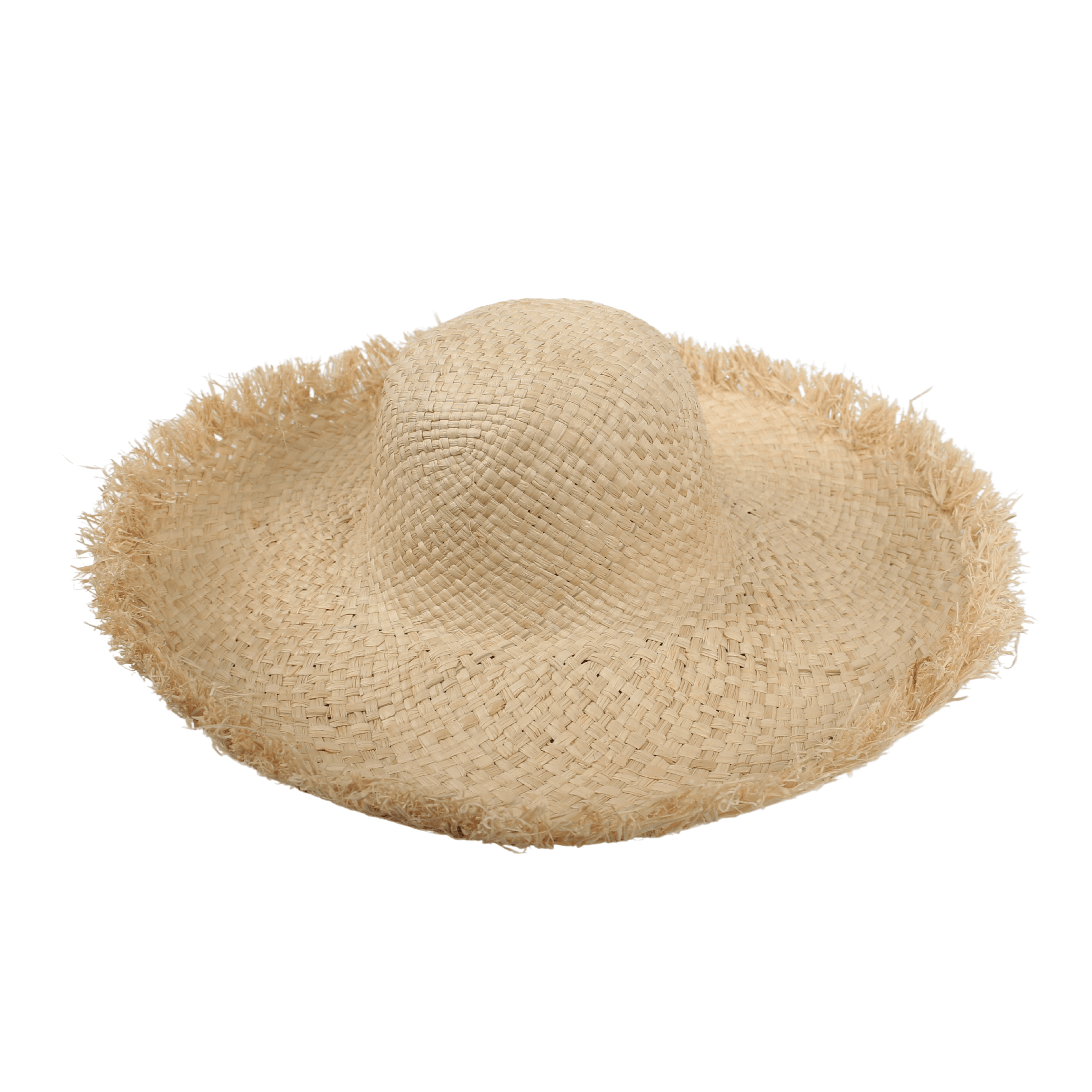 Women's Frayed Edge Wide Brim Straw Hat for Summer - hatsXcaps