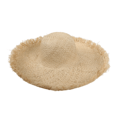 Women's Frayed Edge Wide Brim Straw Hat for Summer - hatsXcaps