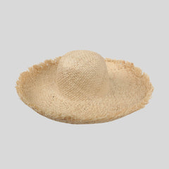 Women's Frayed Edge Wide Brim Straw Hat for Summer - hatsXcaps