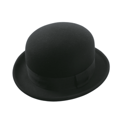 Rolled Edge Charlie Chaplin Hat Wool Bowler - hatsXcaps